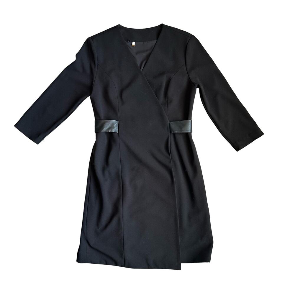 4C Long Sleeve Wrap Black Business Dress 10